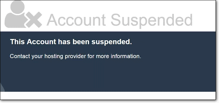 This Account has been suspended. Contact your hosting provider for more information.